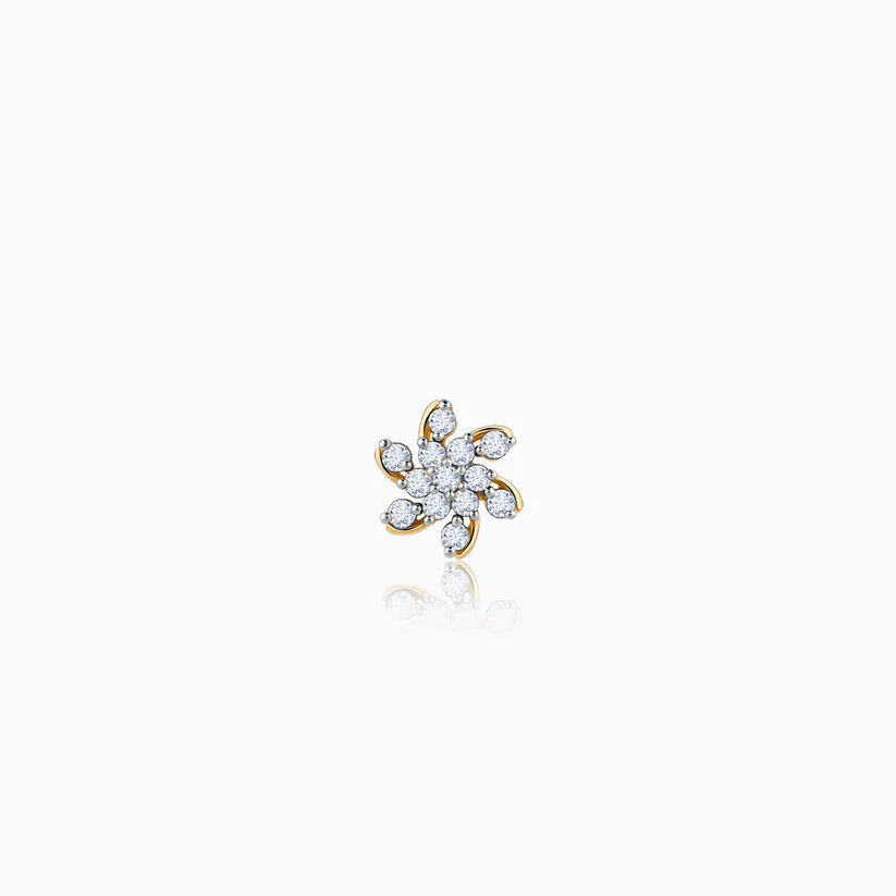 14K Gold Studded Bracelet with Floral Accent