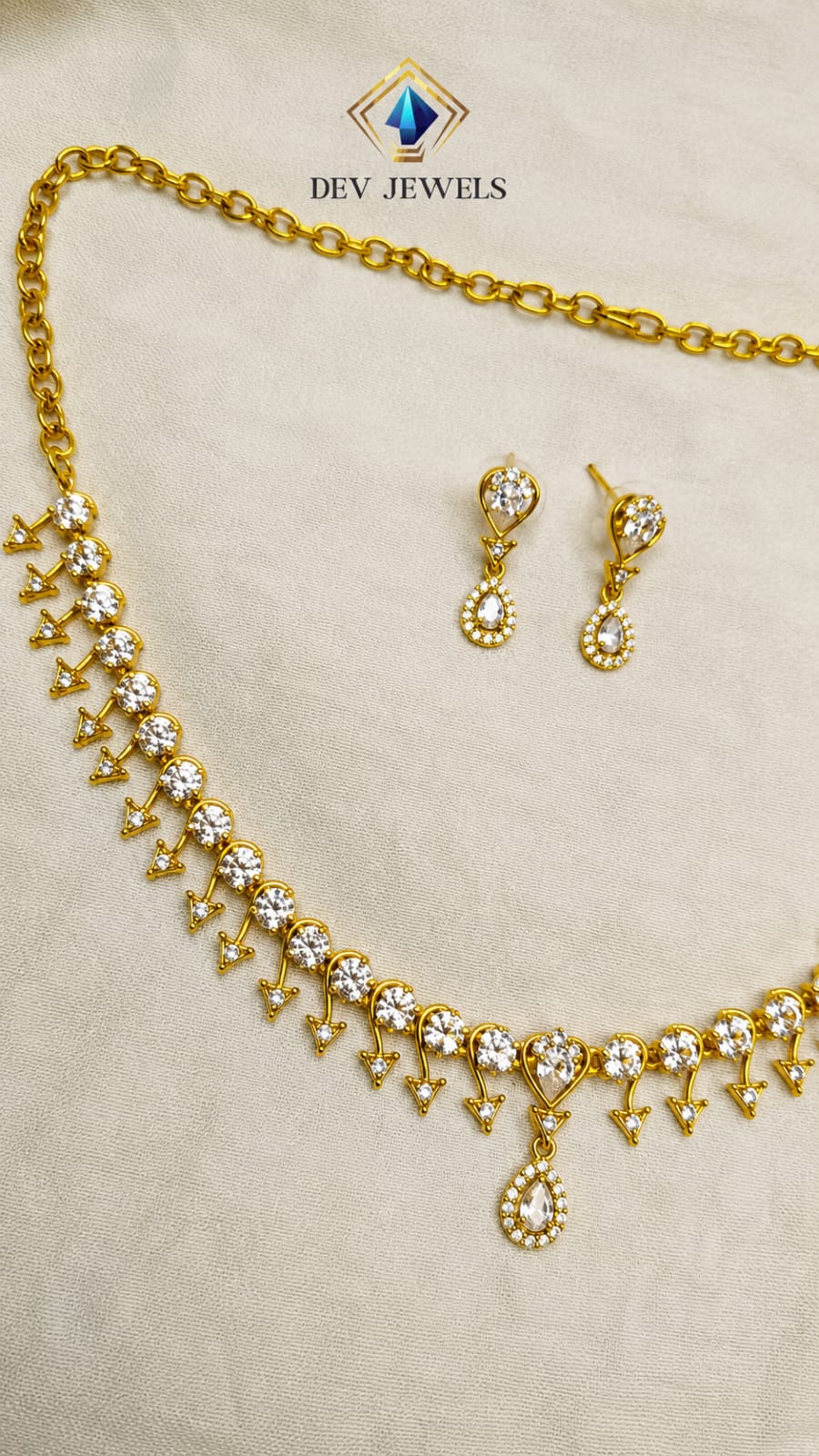 Elegant Diamond and Gold-Plated Necklace Set