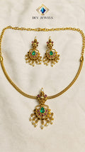 Antique Matte  Kempu Stone necklace with earrings