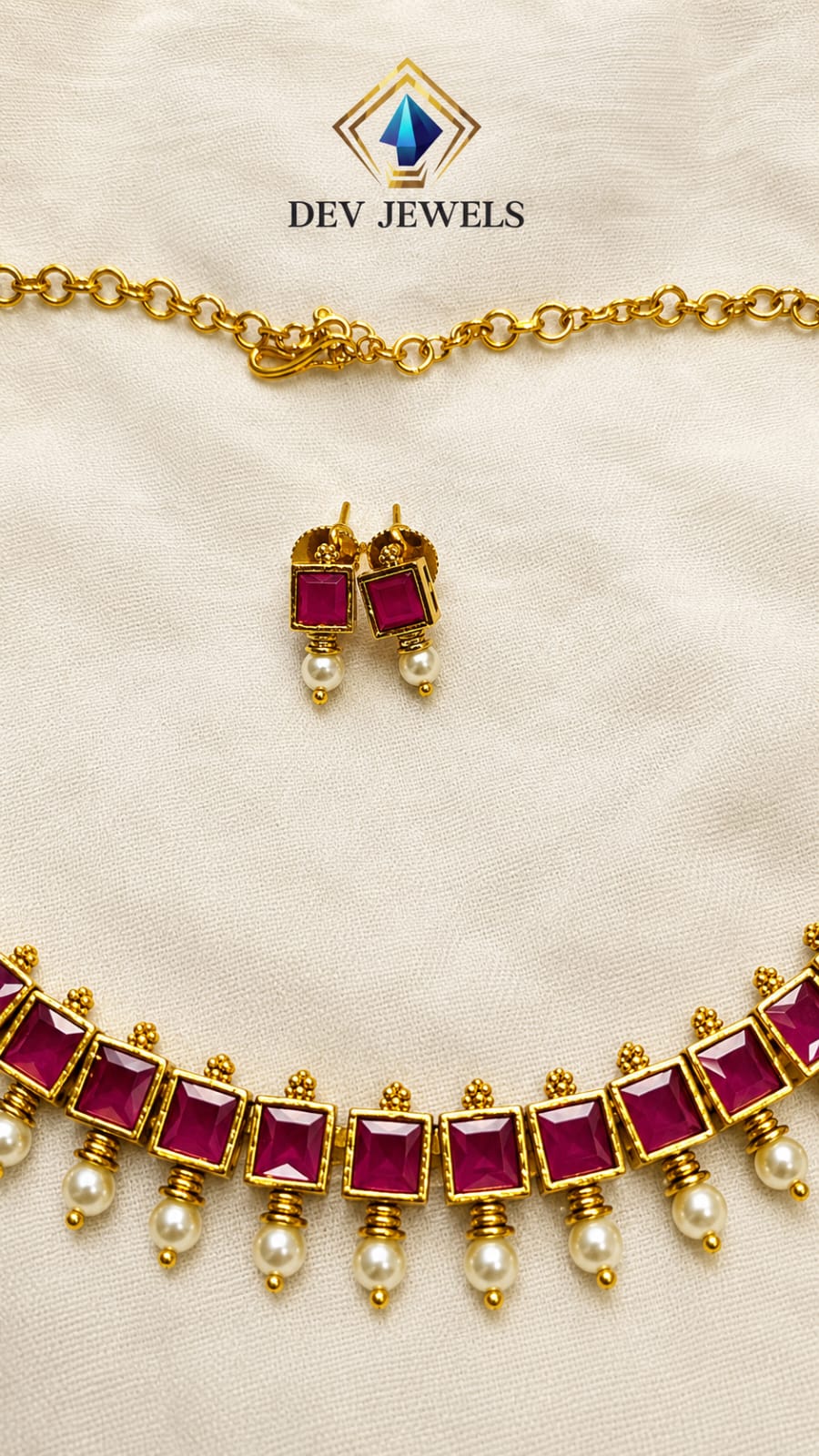 Traditional Kempu Stone Necklace