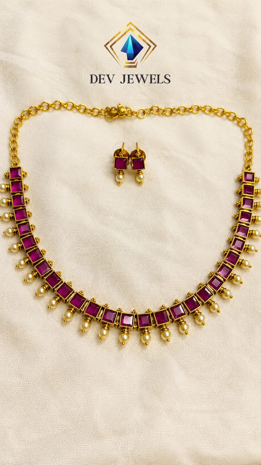Traditional Kempu Stone Necklace