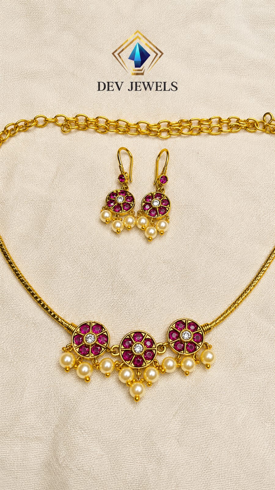 Traditional South Indian Kemp Stone Choker