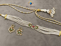Traditional Multi-Strand Pearl Jadau Kundan Choker Necklace Set