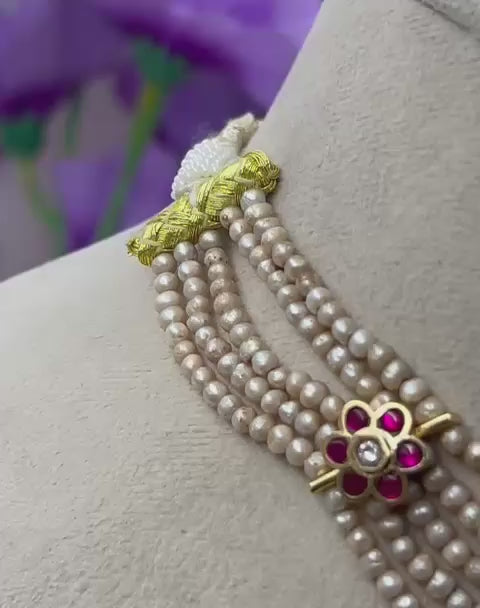 Real pearls jadau kundan necklace