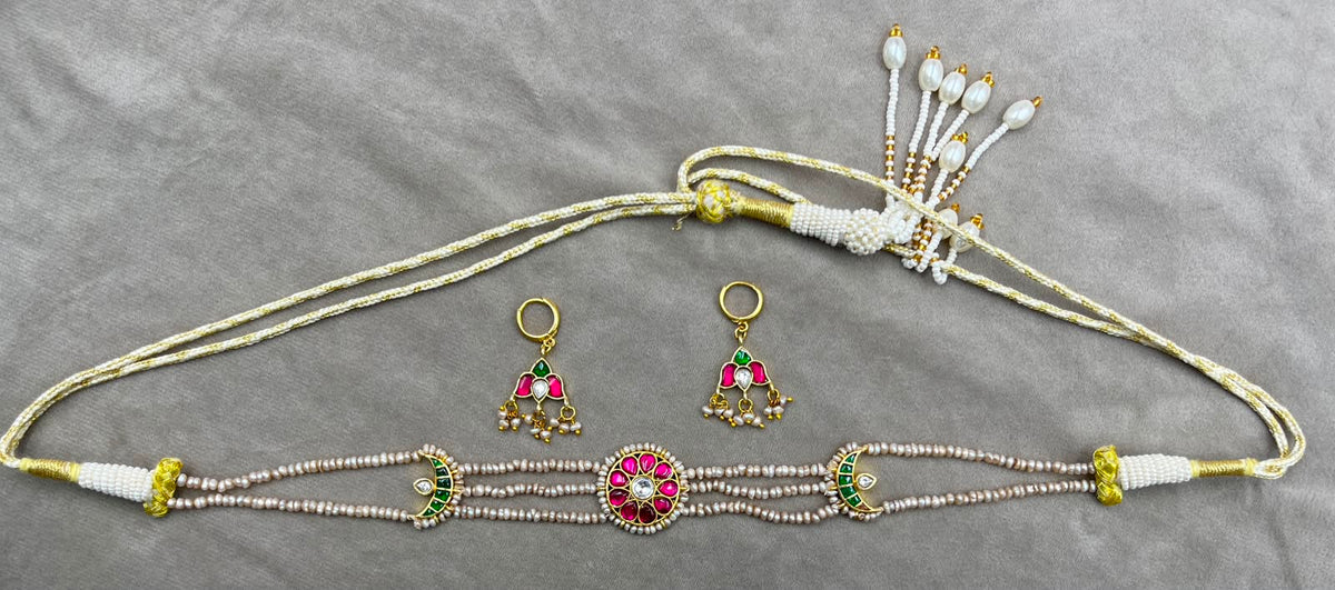 Real pearl choker with jadau Kundan