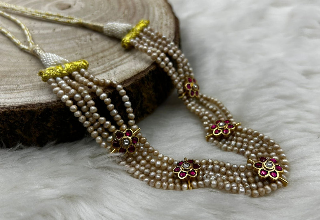 Real pearls jadau kundan necklace