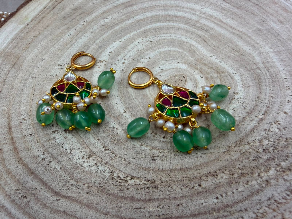 Jadau Kundan Necklace Set with Real Pearls