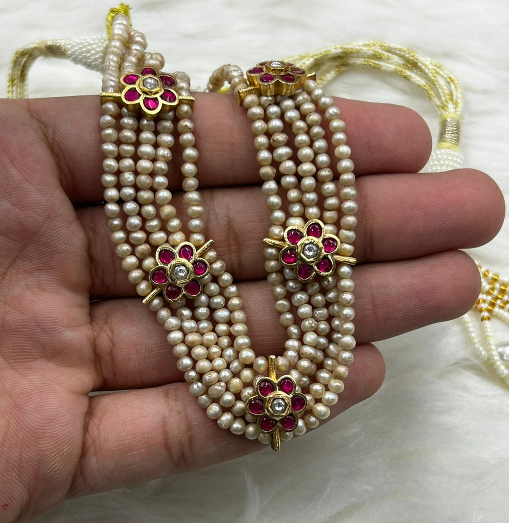 Real pearls jadau kundan necklace