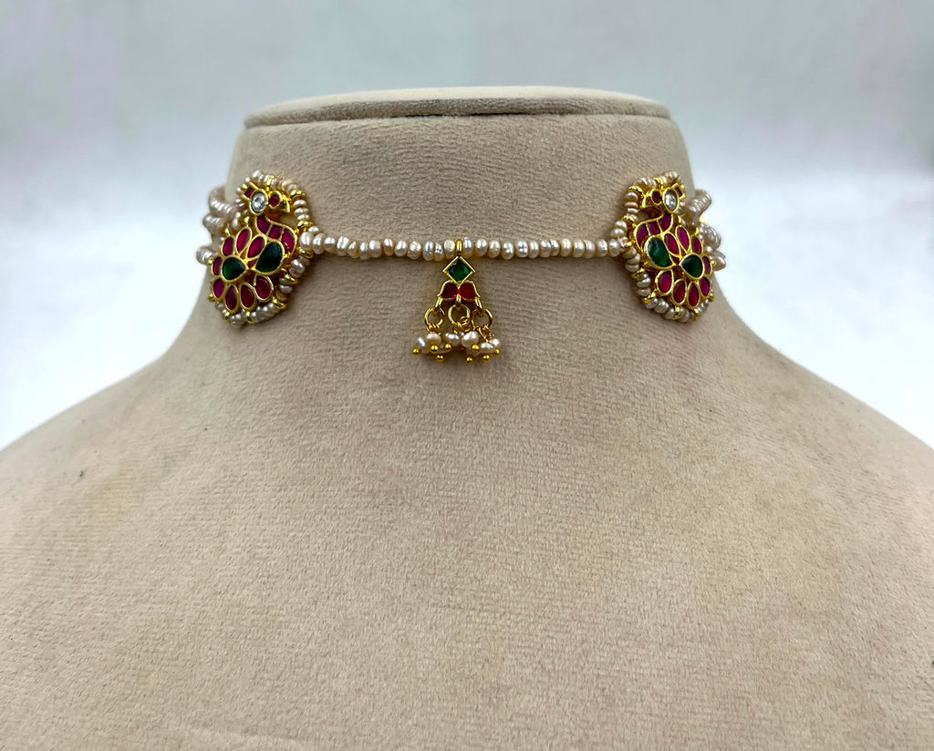 Real pearl choker with jadau Kundan